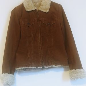 A&F Brown Sherpa Lined Corduroy Jacket